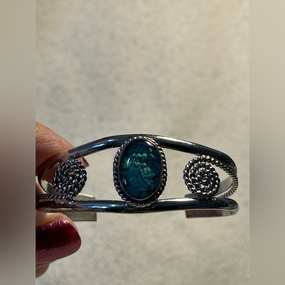 Sterling 925 silver & interesting turquoise bracelet - Picture 5 of 13